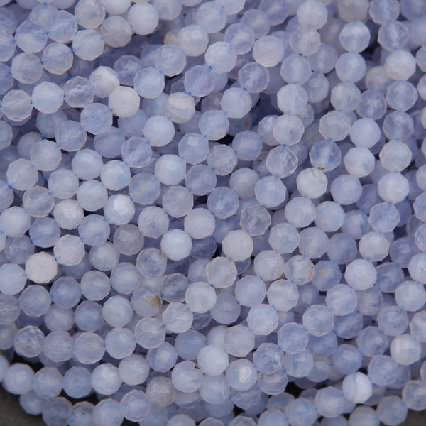 Blue faceted stone beads.