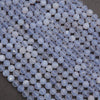 Blue faceted stone beads.