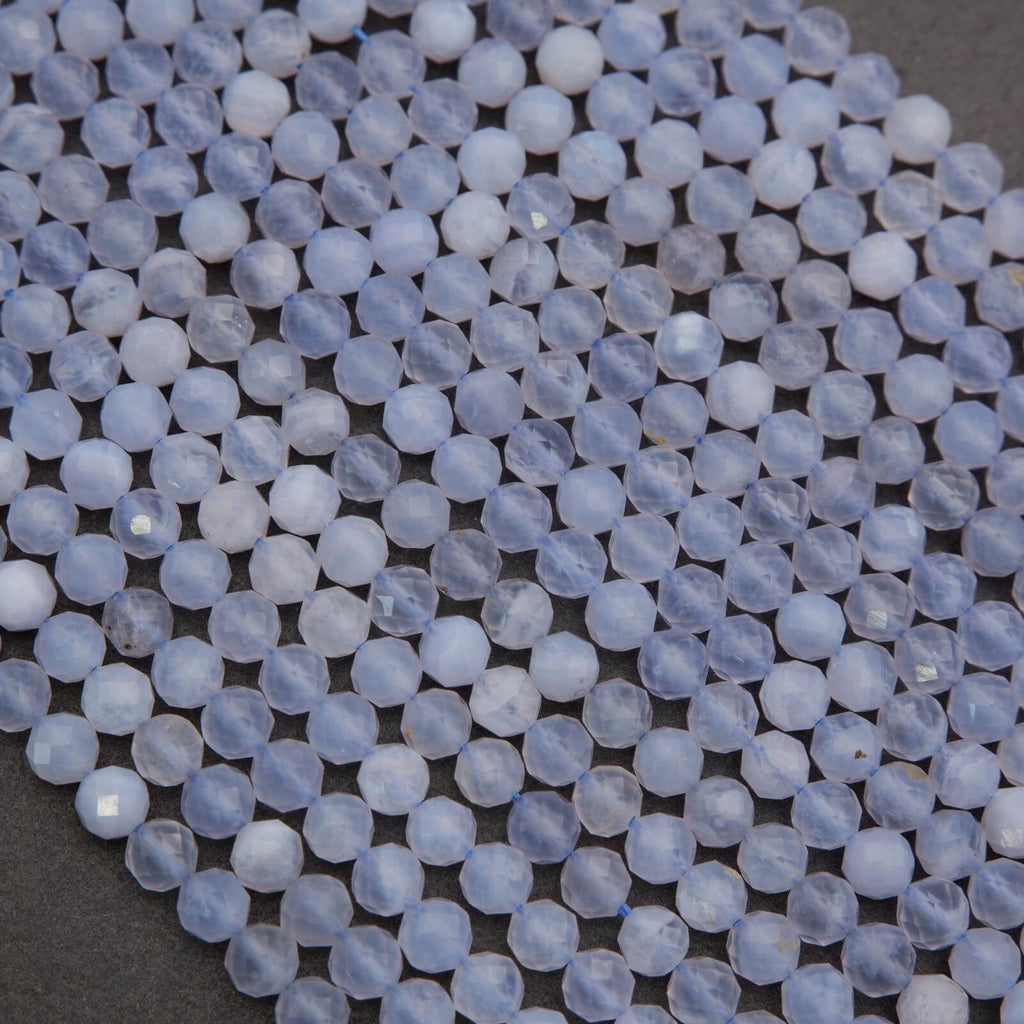 Blue faceted stone beads.