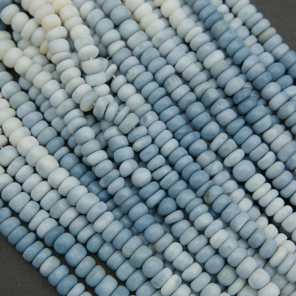 Pastel blue and white rondelle beads for jewelry making