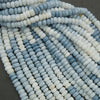 Polished light blue and white rondelle beads strand