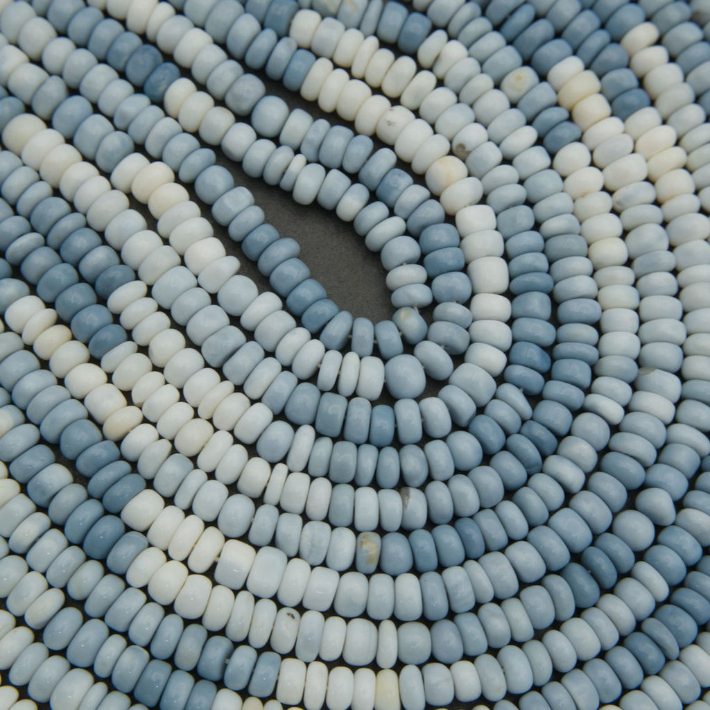 Soft blue and white rondelle beads for necklace designs
