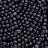 Close-up of dark blue faceted beads