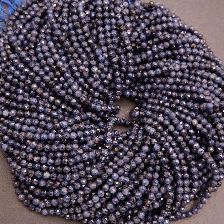 Blue Sapphire · Microfaceted · Round · 2.5mm, 4mm, Tejas Beads, Beads