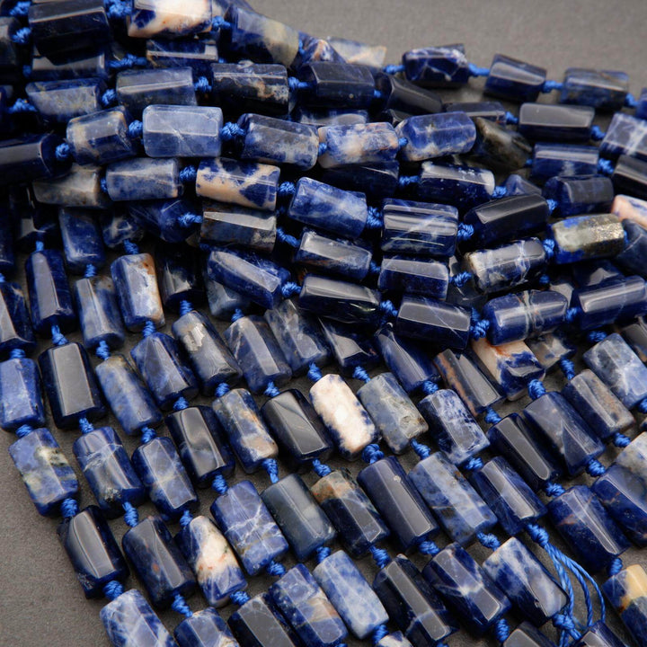 Blue Sodalite · Smooth · Freeform Tube · 7mm, 8mm, Tejas Beads, Beads