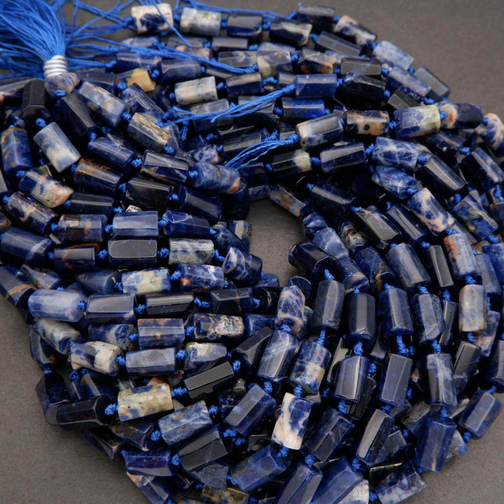 Blue Sodalite · Smooth · Freeform Tube · 7mm, 8mm, Tejas Beads, Beads