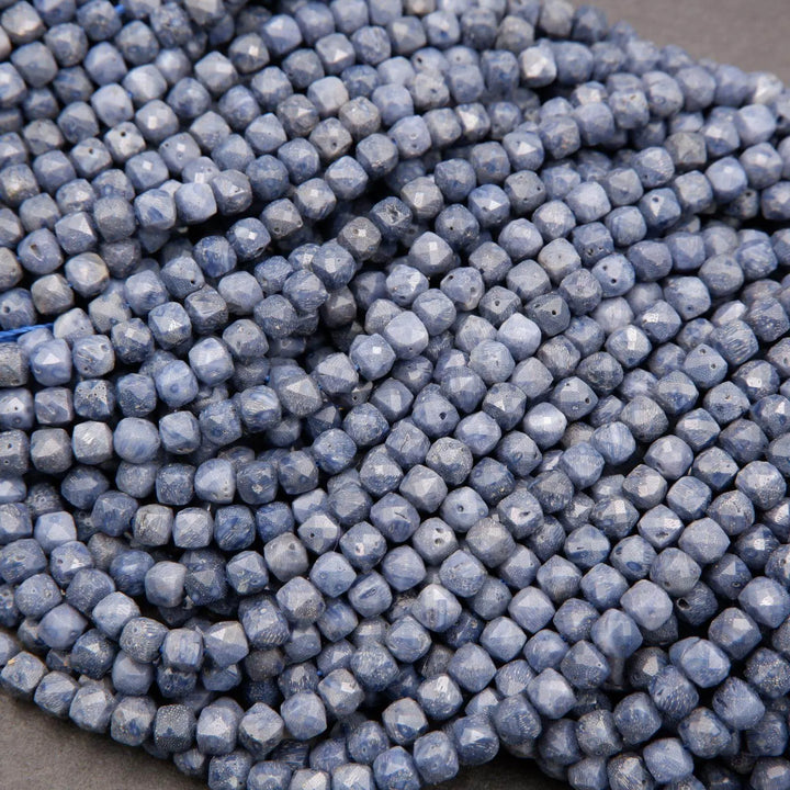Blue Songe Coral (alt) · Microfaceted · Cube · 4mm, Tejas Beads, Beads