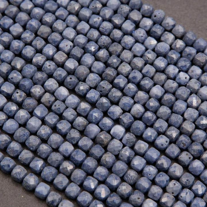 Blue Songe Coral (alt) · Microfaceted · Cube · 4mm, Tejas Beads, Beads