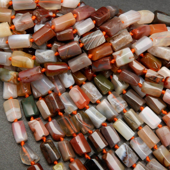 Multicolor Botswana agate beads.
