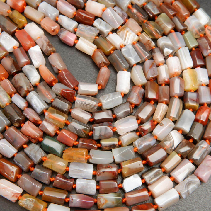 Multicolor Botswana agate beads.