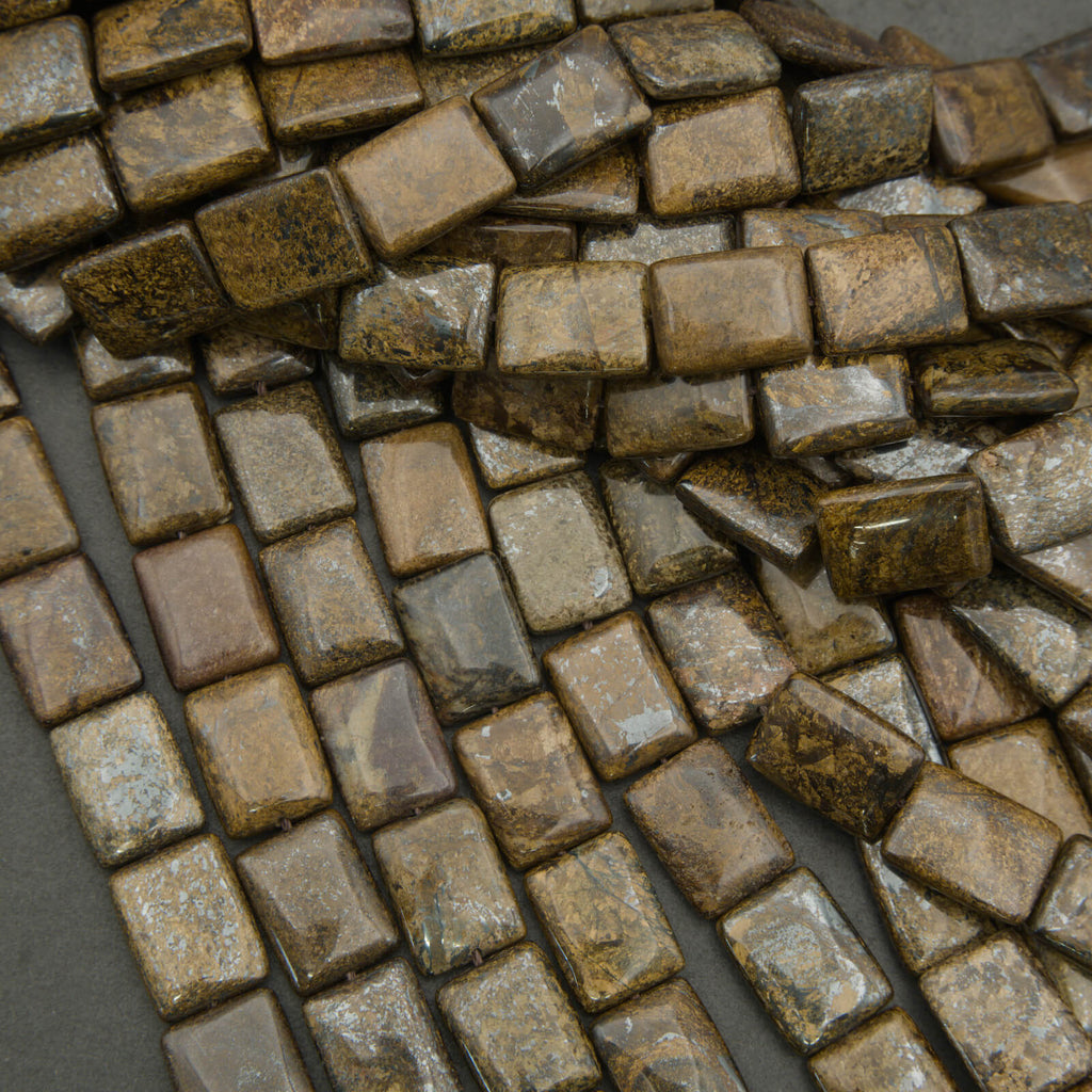 Close-up of brown square tiles arranged in a pattern