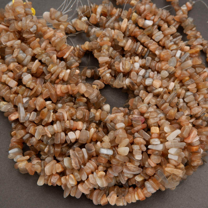 Greyish Brown Moonstone Mix · Smooth · Freeform Chips · 7mm, Tejas Beads, Beads