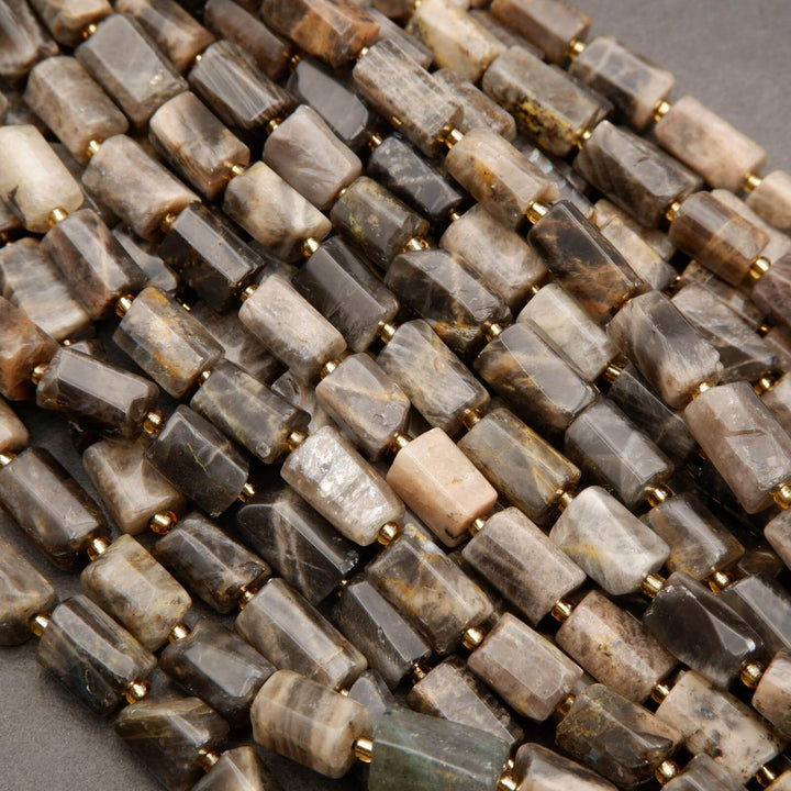 Greyish Brown Moonstone Mix · Smooth · Freeform Tube · 7mm, 8mm, Tejas Beads, Beads
