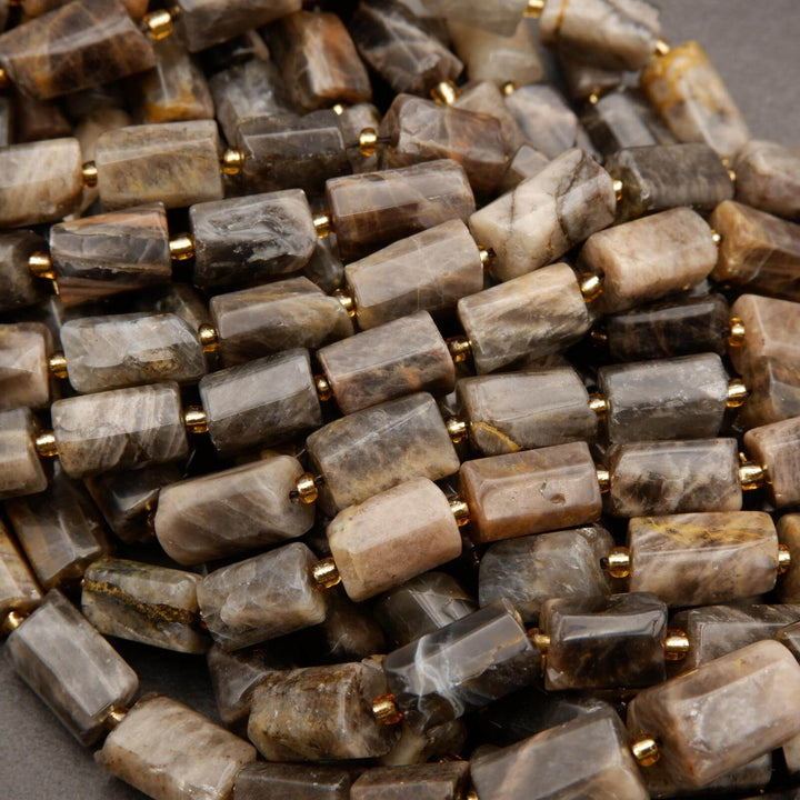 Greyish Brown Moonstone Mix · Smooth · Freeform Tube · 7mm, 8mm, Tejas Beads, Beads