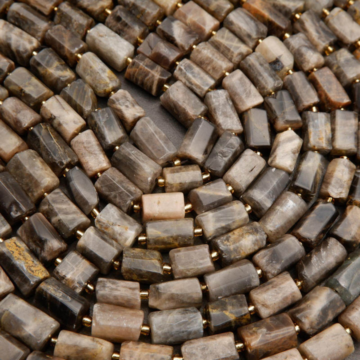 Greyish Brown Moonstone Mix · Smooth · Freeform Tube · 7mm, 8mm, Tejas Beads, Beads