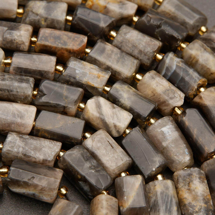 Greyish Brown Moonstone Mix · Smooth · Freeform Tube · 7mm, 8mm, Tejas Beads, Beads