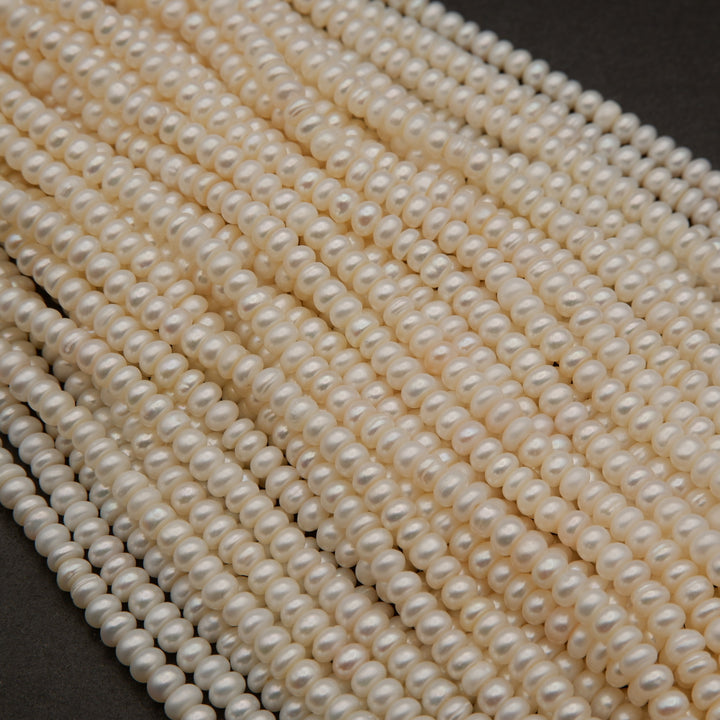 Freshwater Pearl A · Button · White · 4.5mm, Tejas Beads, Beads