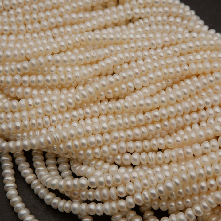 Freshwater Pearl A · Button · White · 4.5mm, Tejas Beads, Beads