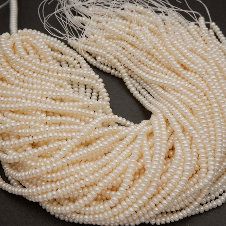 Freshwater Pearl A · Button · White · 4.5mm, Tejas Beads, Beads