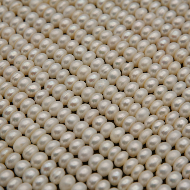 Freshwater Pearl A · Button · White · 4.5mm, Tejas Beads, Beads