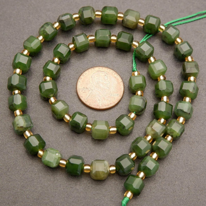 Canadian Jade · Faceted · Cube · 6.5mm, Tejas Beads, Beads
