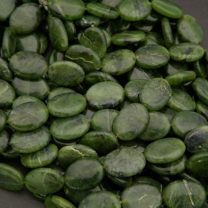 Canadian Green Jade · Smooth · Oval · 13mm, 15mm, Tejas Beads, Beads