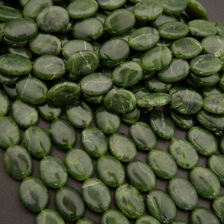 Canadian Green Jade · Smooth · Oval · 13mm, 15mm, Tejas Beads, Beads