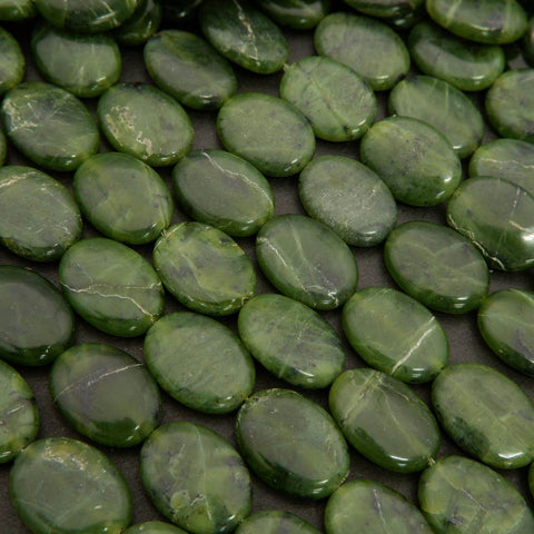 Canadian Green Jade · Smooth · Oval · 13mm, 15mm, Tejas Beads, Beads