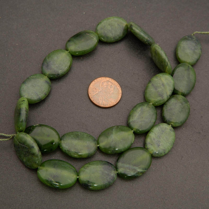 Canadian Green Jade · Smooth · Oval · 13mm, 15mm, Tejas Beads, Beads