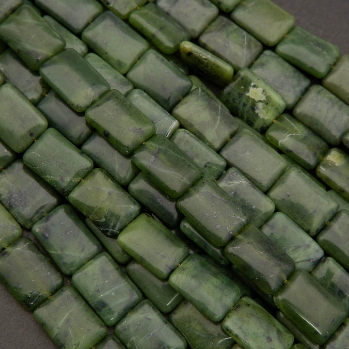 Canadian Green Jade · Smooth · Rectangle · 13x18mm, Tejas Beads, Beads