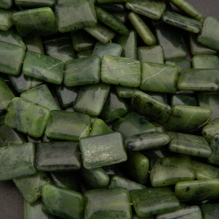 Canadian Green Jade · Smooth · Rectangle · 13x18mm, Tejas Beads, Beads
