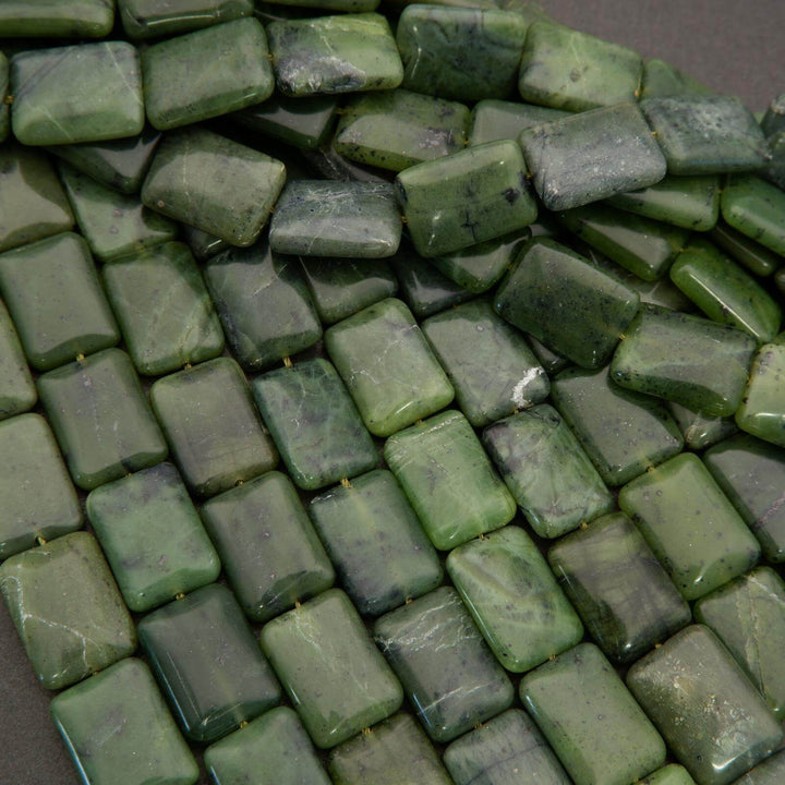 Canadian Green Jade · Smooth · Rectangle · 13x18mm, Tejas Beads, Beads