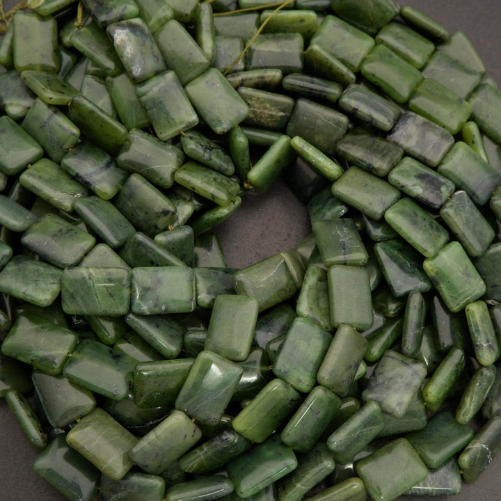Canadian Green Jade · Smooth · Rectangle · 13x18mm, Tejas Beads, Beads