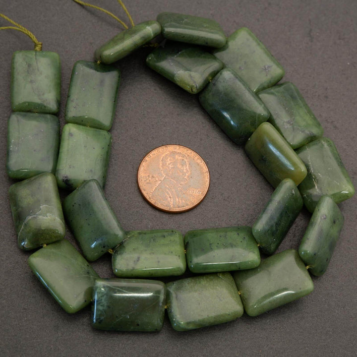 Canadian Green Jade · Smooth · Rectangle · 13x18mm, Tejas Beads, Beads