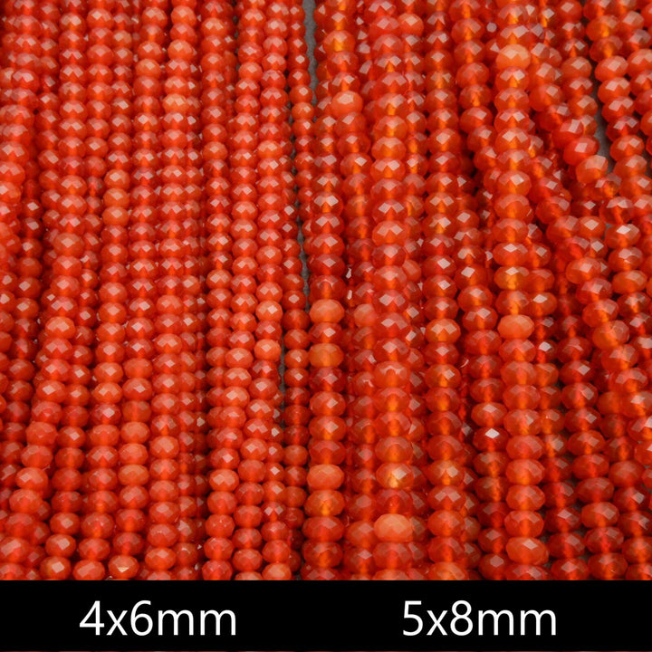 Red Carnelian Agate (alt) · Faceted · Rondelle · 6mm, 8mm, Tejas Beads, Beads