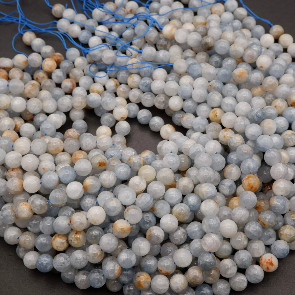 thumbnail image 2 of Light Blue Chatoyant Celestite Smooth Round Gemstone Beads – 6mm To 15.5mm Strand 2 of 5
