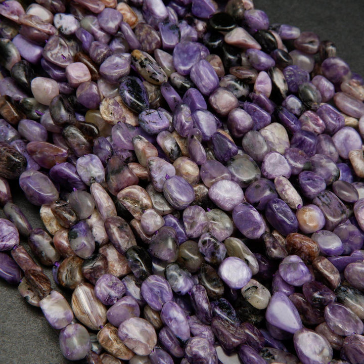 Charoite pebble shape beads.