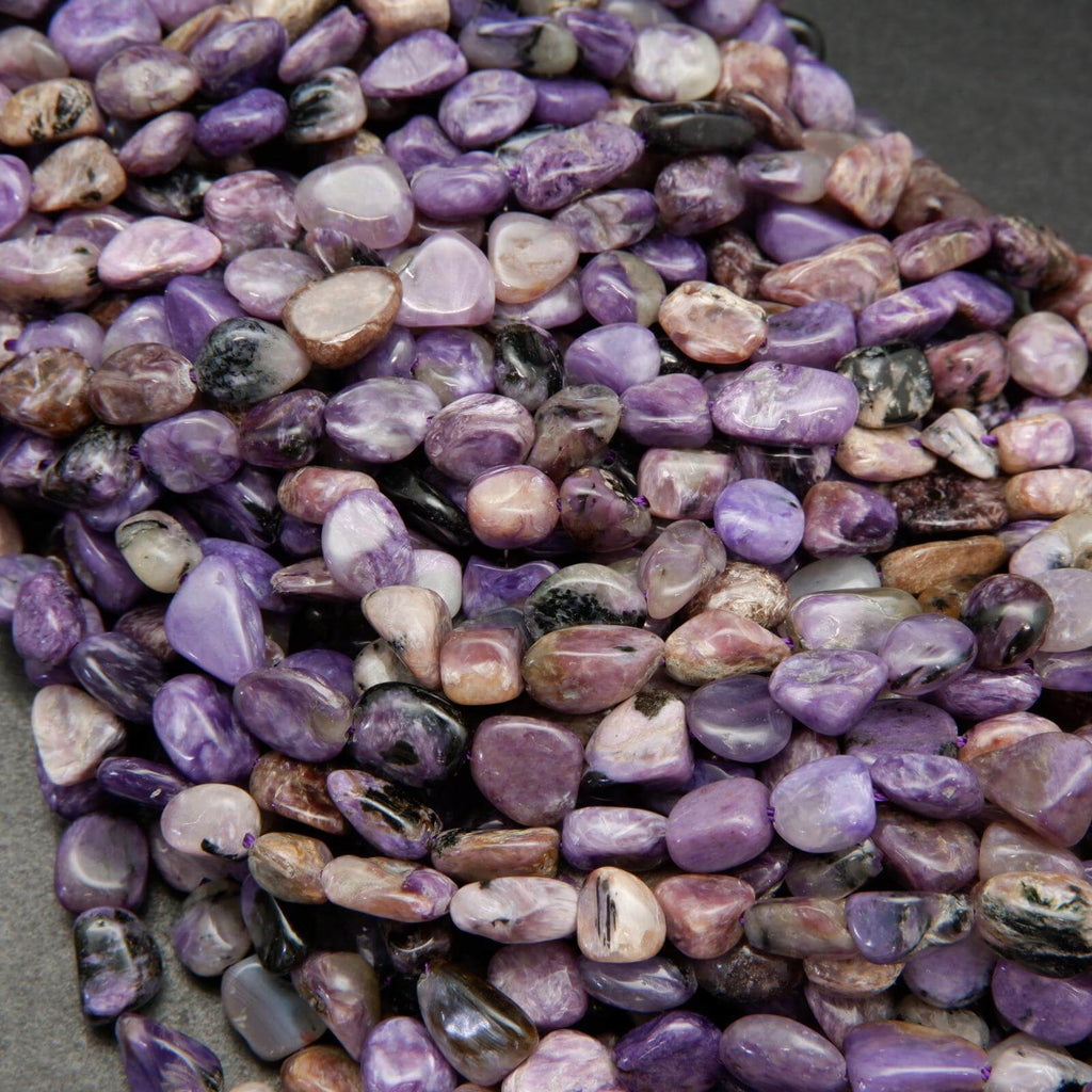 Charoite pebble shape beads.