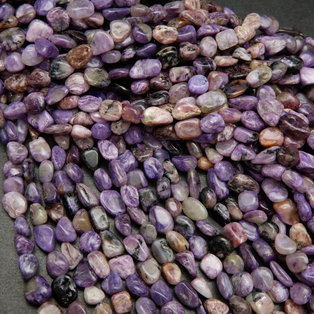 Charoite pebble shape beads.