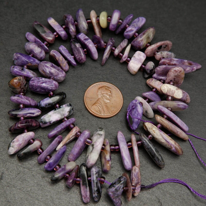 Charoite Stick Shape Beads.