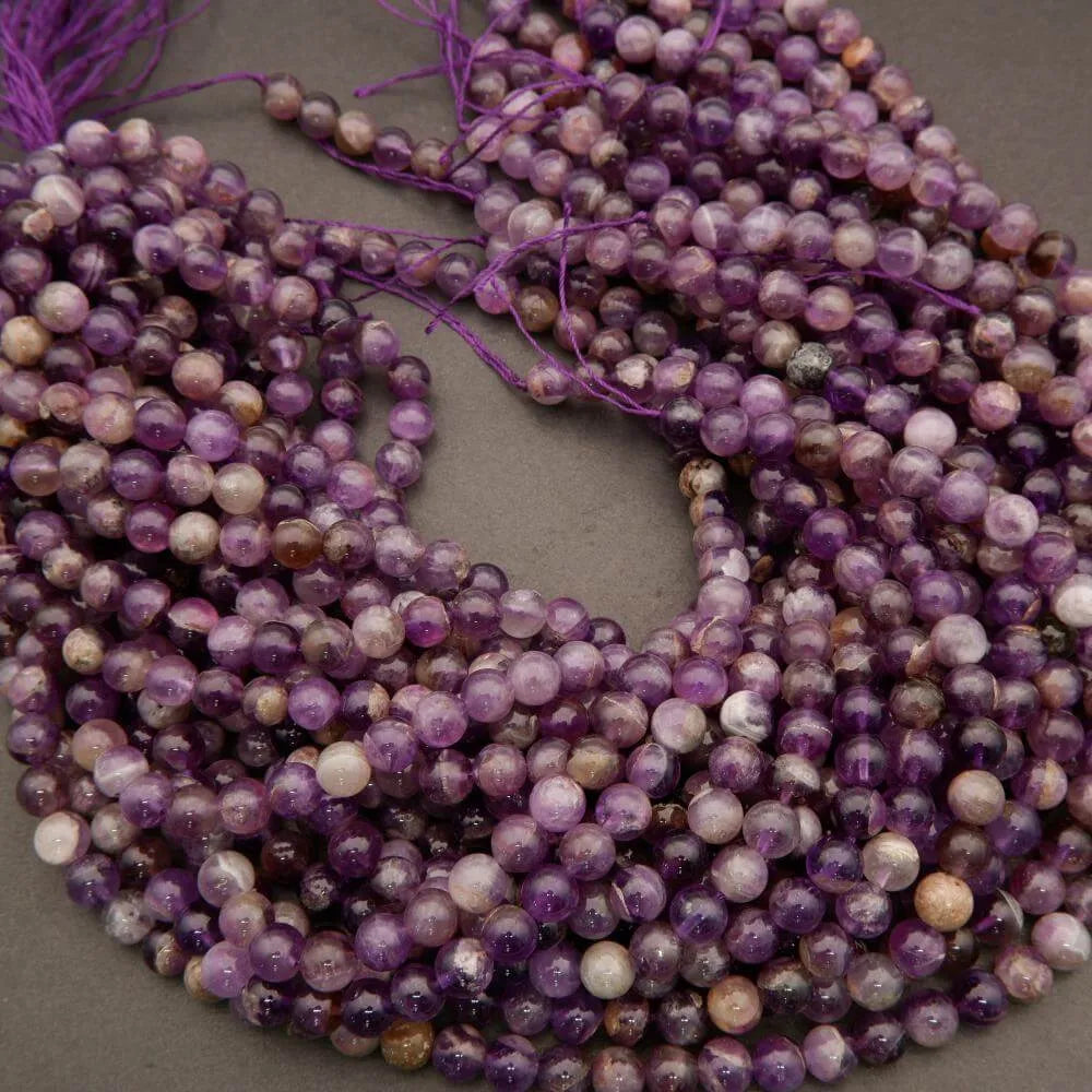 Chevron Amethyst · Smooth · Round · 6mm, 8mm, Tejas Beads, Beads