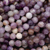 Close-up of purple and white marbled beads