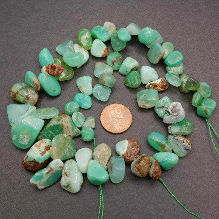 Australian Chrysoprase · Smooth · Freeform Nuggets · Graduated, Tejas Beads, Beads