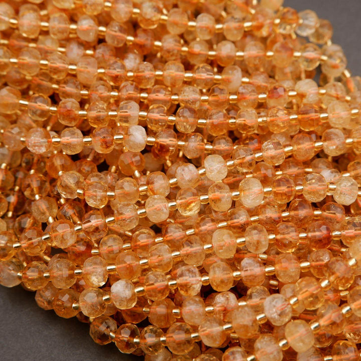 Citrine · Faceted · Rondelle · 6x8mm, Tejas Beads, Beads