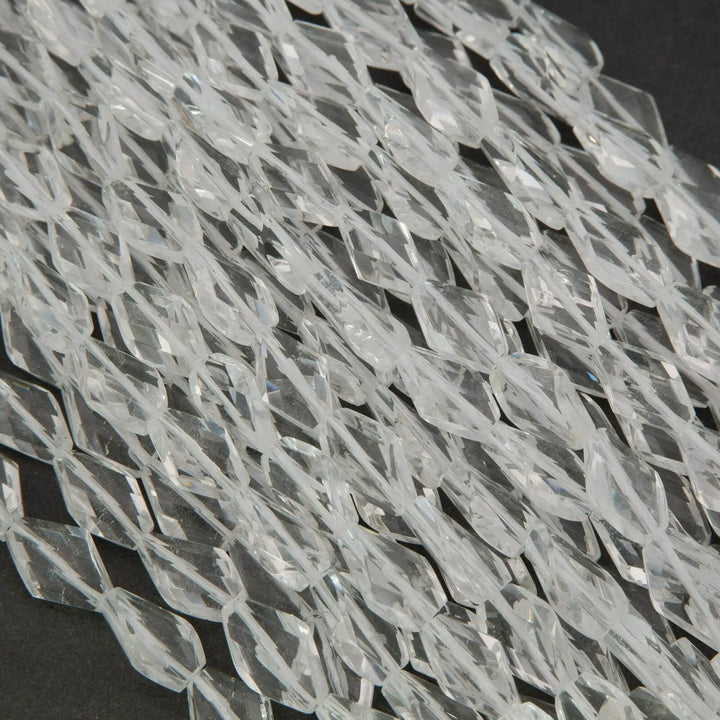 Clear Quartz · Faceted · Twisted Diamond · 10mm, Tejas Beads, Beads