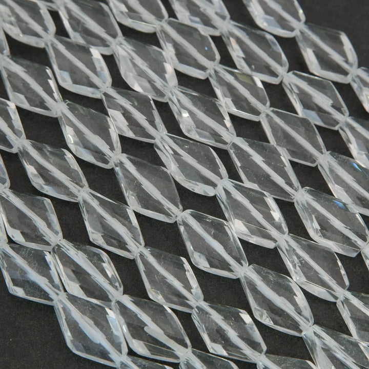 Clear Quartz · Faceted · Twisted Diamond · 10mm, Tejas Beads, Beads