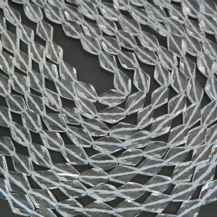Clear Quartz · Faceted · Twisted Diamond · 10mm, Tejas Beads, Beads