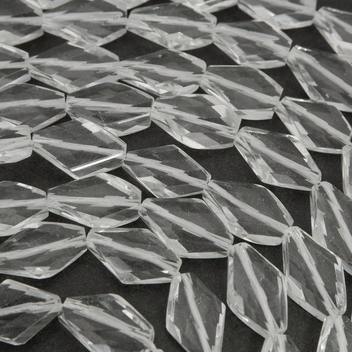 Clear Quartz · Faceted · Twisted Diamond · 10mm, Tejas Beads, Beads