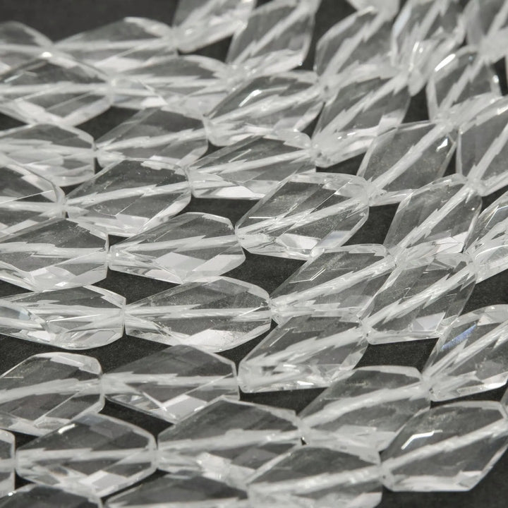 Clear Quartz · Faceted · Twisted Diamond · 10mm, Tejas Beads, Beads