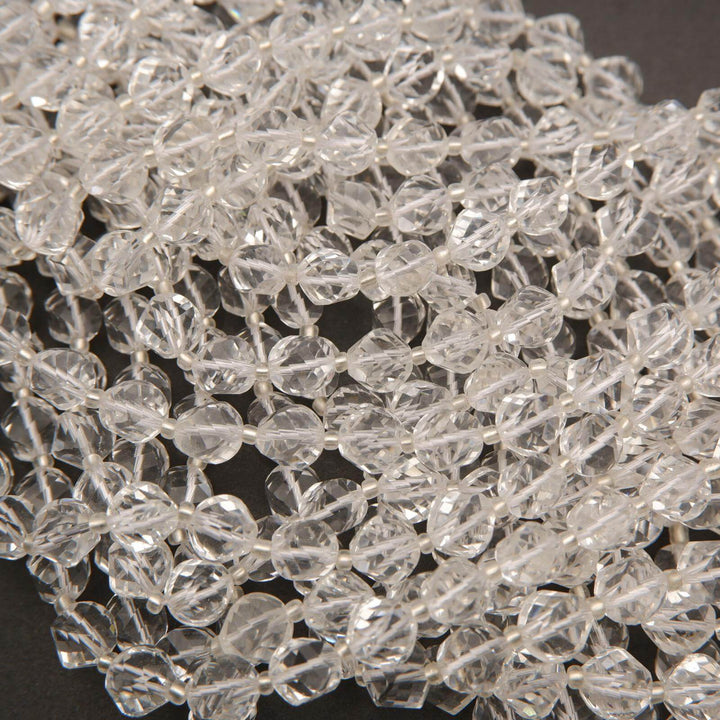 Clear Quartz · Faceted · Spiral Sphere · 8mm, 10mm, Tejas Beads, Beads